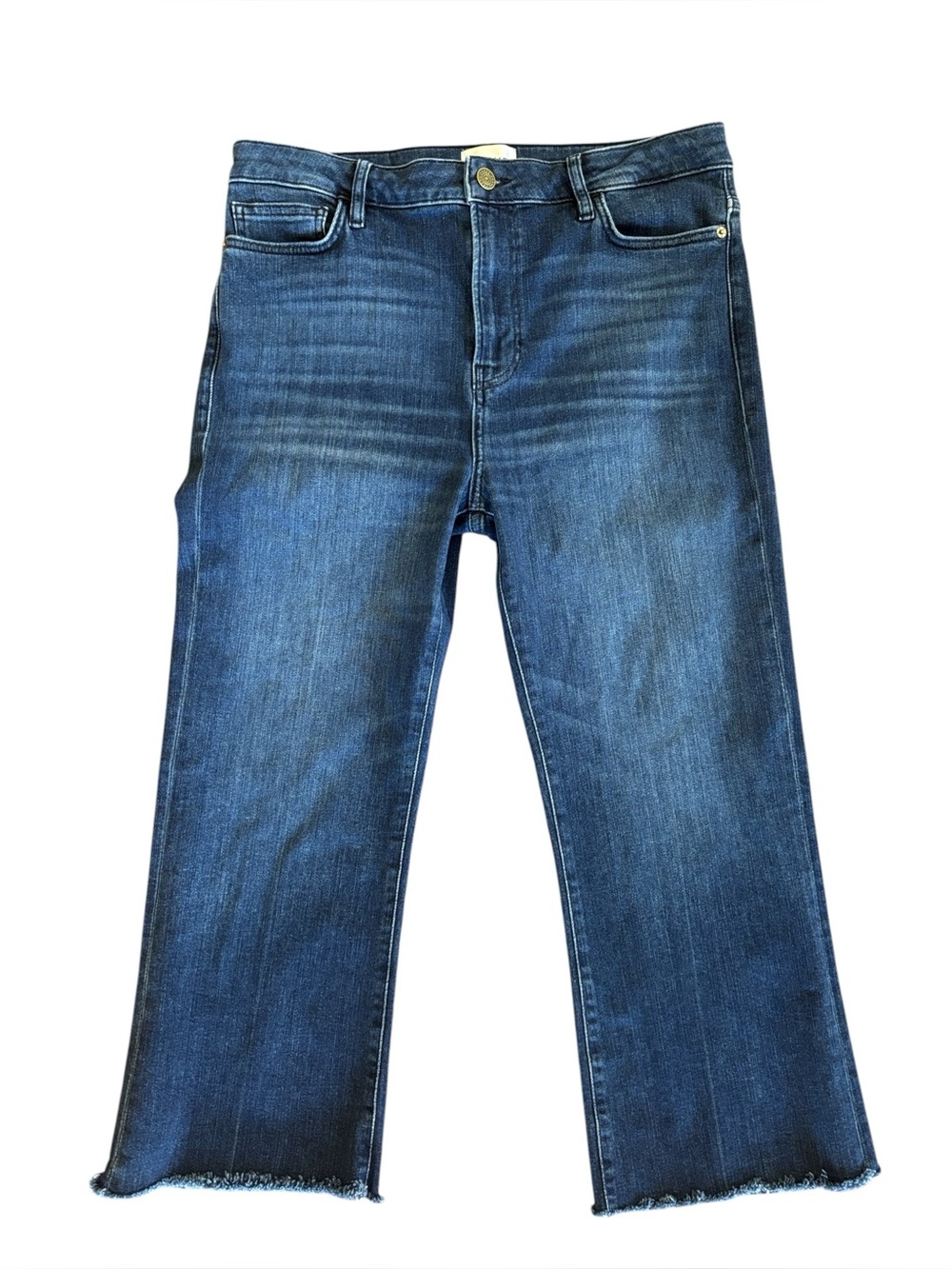 Frame Le Crop Mini Bootcut High Waist Raw Hem Blue Jean Size 31